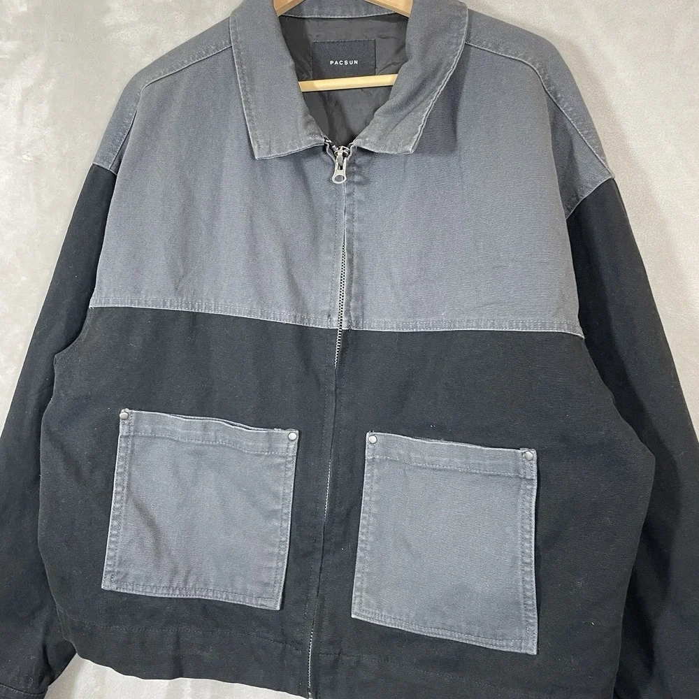 Pacsun Jacket Mens Medium Detroit Santa Fe Western Black Gray Boxy Fit Lined